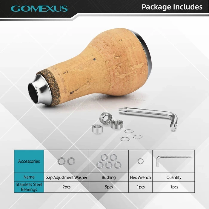 Gomexus Handle Knob Cork For Spinning Reel - Cork/Silver 6 Gomexus Handle Knob Cork For Spinning Reel - Cork/Silver - Image 4