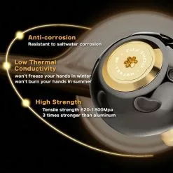 Gomexus 90mm Aluminium Power Handle With 45mm Titanium Knob - Black & Gold -Kelat Verkäufe LYS90TB45BKGD 5